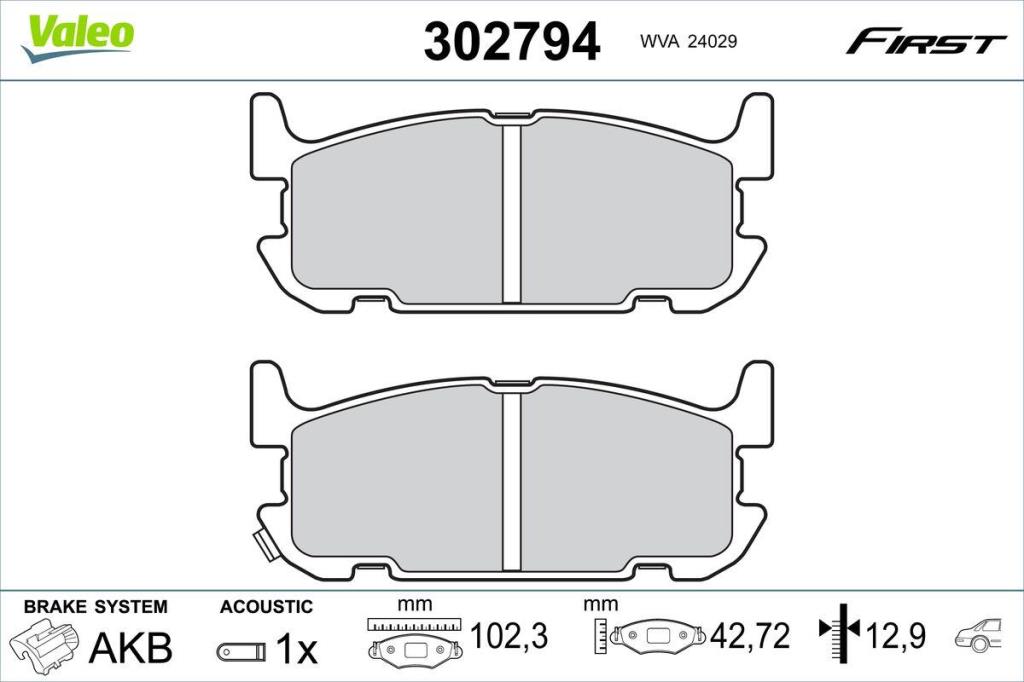 Jogo de 4 pastilhas de travão VALEO ref. 302794